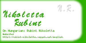 nikoletta rubint business card